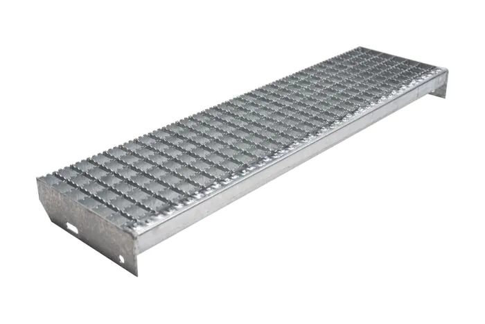Gitterrost-Stufen 30 x 30 mm, feuerverzinkt, rutschhemmend - Breite: 900 mm, Tiefe: 240 mm