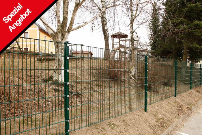 Gartenzaun Set 10 lfm, Farbe: grün, Höhe: 83 cm, Doppelstabmatten 6/5/6 Aktion