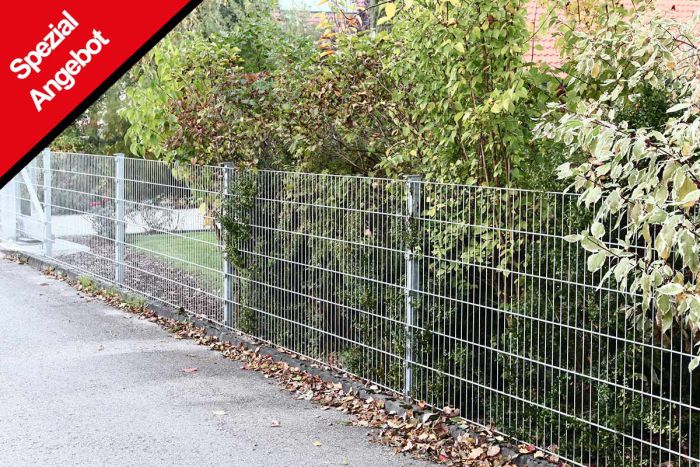 Gitterzaun Zaunset - verzinkt, 10 m, Höhe: 123 cm, Doppelstabmatten 6/5/6 Josef Steiner Gartenzaun Komplettset