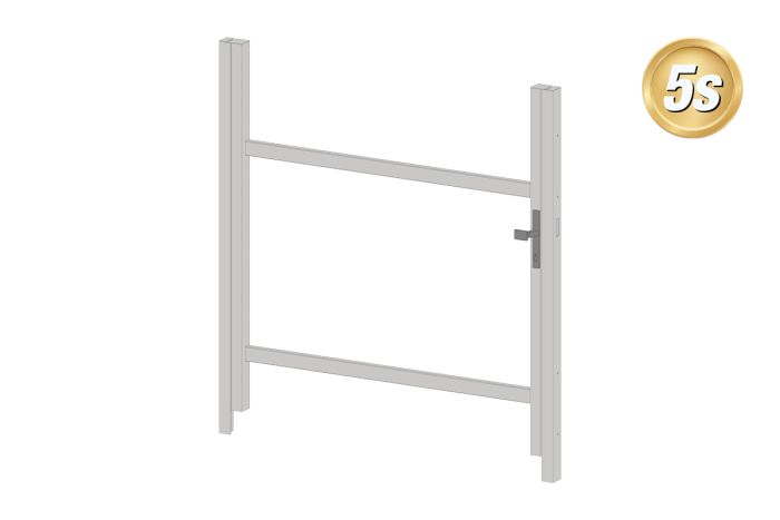 Alu Türrahmen 1-flügelig ohne Füllung (Profil: 85 mm) - Flügelhöhe: 900-1500 mm, Anschlag: rechts, Farbe: grau 5S