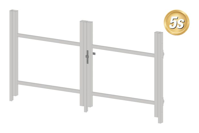 Alu Türrahmen 2-flügelig ohne Füllung (Profil: 85 mm) - Türhöhe: 940-1500 mm, Anschlag: links, Farbe: grau 5S