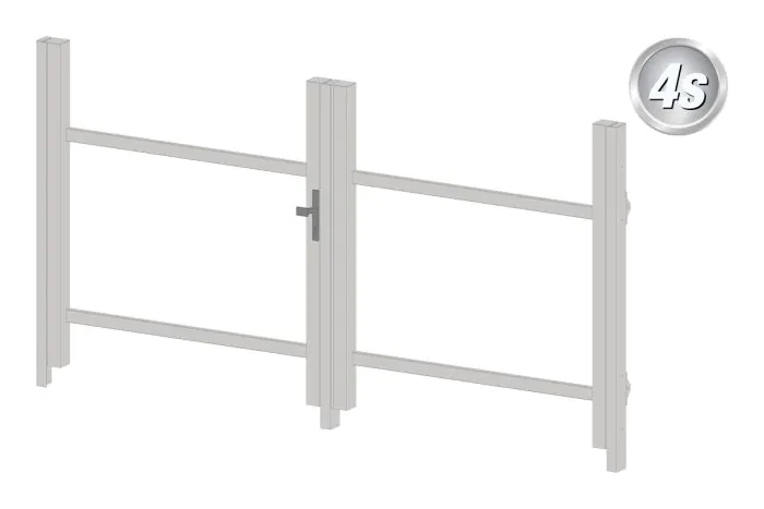Alu Türrahmen 2-flügelig ohne Füllung (Profil: 85 mm) - Türhöhe: 940-1500 mm, Anschlag: rechts, Farbe: grau
