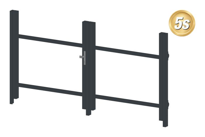 Alu Türrahmen 2-flügelig ohne Füllung (Profil: 63 mm) - Türhöhe: 940-1500 mm, Anschlag: rechts, Farbe: anthrazit 5S