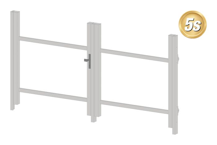 Alu Türrahmen 2-flügelig ohne Füllung (Profil: 85 mm) - Türhöhe: 940-1500 mm, Anschlag: rechts, Farbe: grau 5S