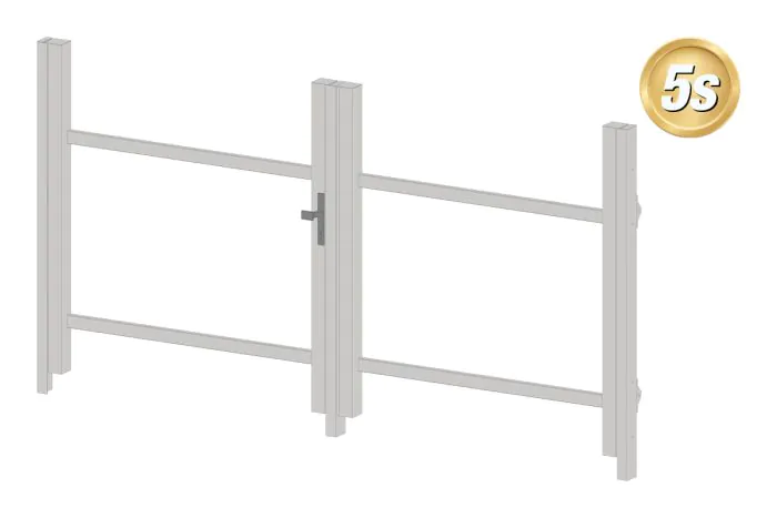 Alu Türrahmen 2-flügelig ohne Füllung (Profil: 63 mm) - Türhöhe: 940-1500 mm, Anschlag: rechts, Farbe: grau 5S