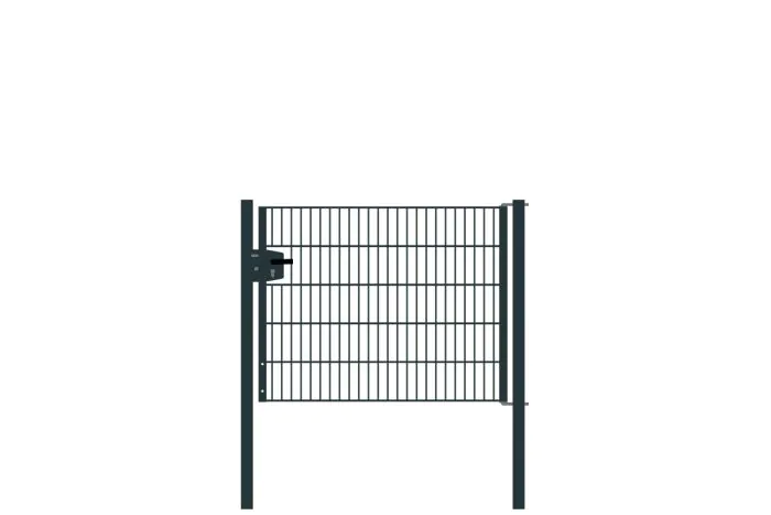 Drahtgittertor 1-flügelig, Durchgangslichte: 134 cm, Gesamtbreite inkl. Pfosten: 146 cm - Ausführung: anthrazit beschichtet, Höhe: 103 cm