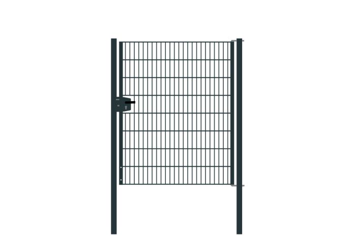 Drahtgittertor 1-flügelig, Durchgangslichte: 134 cm, Gesamtbreite inkl. Pfosten: 146 cm - Ausführung: anthrazit beschichtet, Höhe: 163 cm