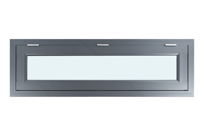 Fenster für WPC Gartenhäuser - Farbe: eisengrau RAL 7011, Breite: 160 cm, Höhe: 50,5 cm, Aluminium