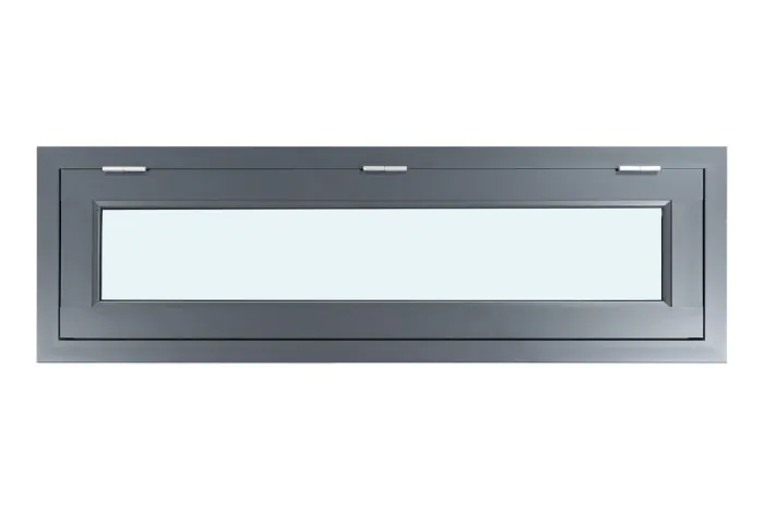 Fenster für WPC Gartenhäuser - Farbe: eisengrau RAL 7011, Breite: 160 cm, Höhe: 50,5 cm, Aluminium