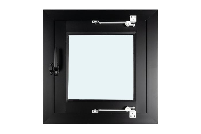 Fenster für WPC Gartenhäuser - Farbe: schwarz RAL 9005, Breite: 70 cm, Höhe: 79,5 cm, Aluminium