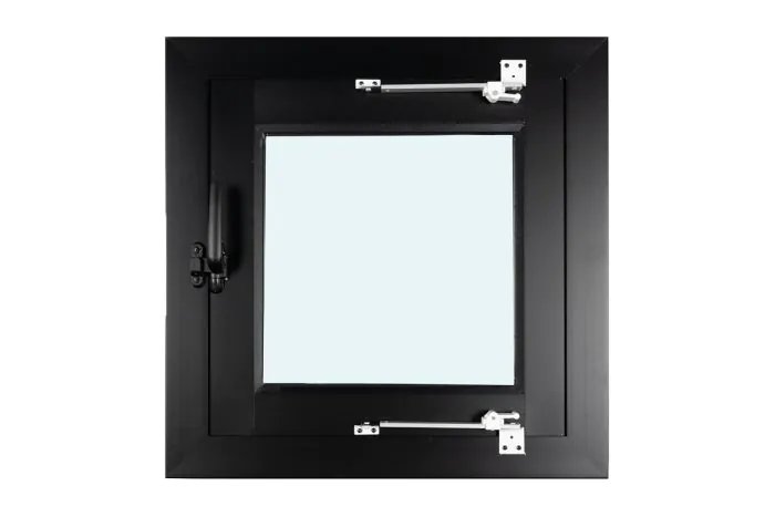 Fenster für WPC Gartenhäuser - Farbe: schwarz RAL 9005, Breite: 70 cm, Höhe: 79,5 cm, Aluminium