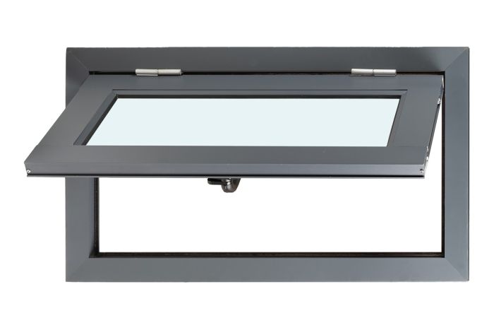 Fenster für WPC Gartenhäuser - Farbe: eisengrau RAL 7011, Breite: 90,5 cm, Höhe: 50,5 cm, Aluminium