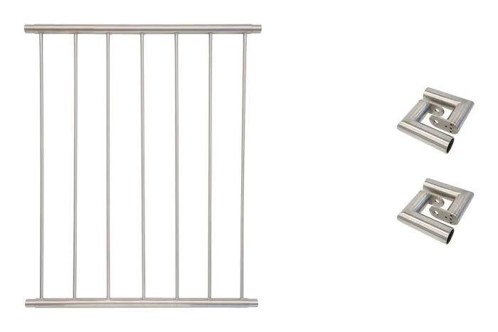 Fenstergitter Classic in Edelstahl, vormontiert - Breite: 98 - 110 cm, Höhe: 100 cm