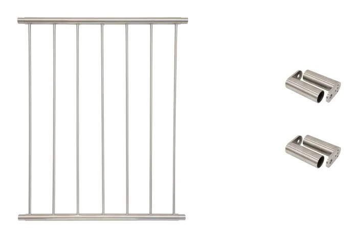Fenstergitter Classic in Edelstahl, vormontiert - Breite: 98 - 110 cm, Höhe: 100 cm