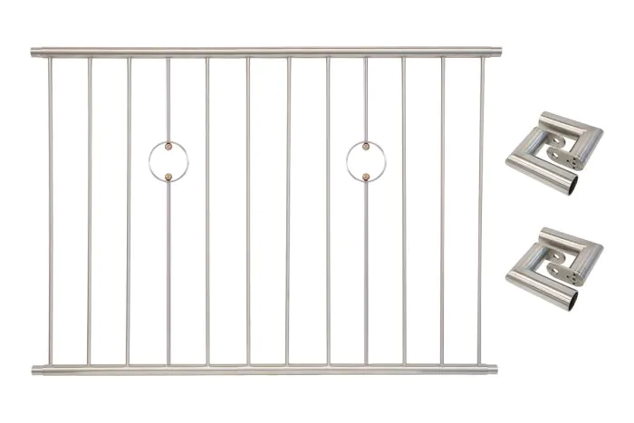 Fenstergitter Paris in Edelstahl, vormontiert - Breite: 144 - 156 cm, Höhe: 100 cm