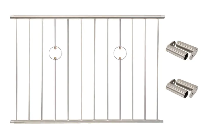 Fenstergitter Paris in Edelstahl, vormontiert - Breite: 144 - 156 cm, Höhe: 100 cm