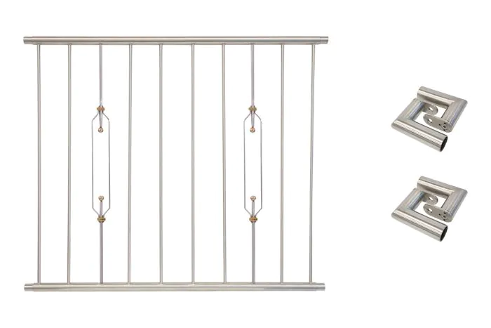 Fenstergitter Berlin in Edelstahl, vormontiert - Breite: 120 - 132 cm, Höhe: 100 cm