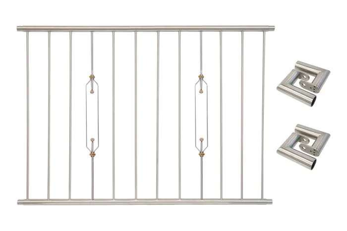 Fenstergitter Berlin in Edelstahl, vormontiert - Breite: 144 - 156 cm, Höhe: 100 cm