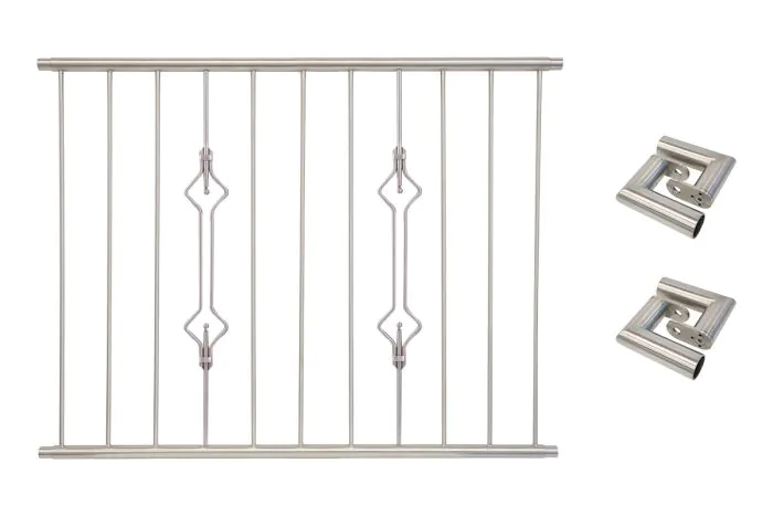 Fenstergitter Prag in Edelstahl, vormontiert - Breite: 132 - 144 cm, Höhe: 100 cm