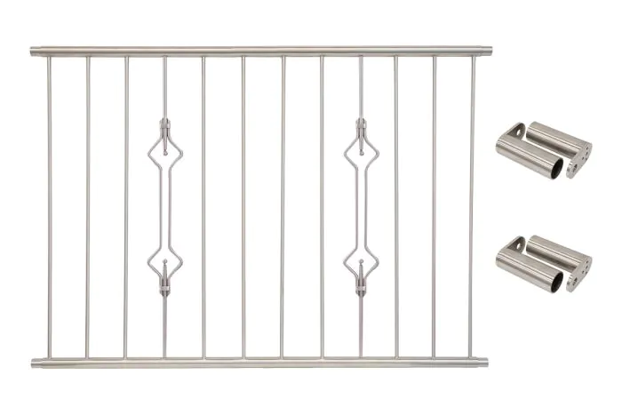 Fenstergitter Prag in Edelstahl, vormontiert - Breite: 144 - 156 cm, Höhe: 100 cm