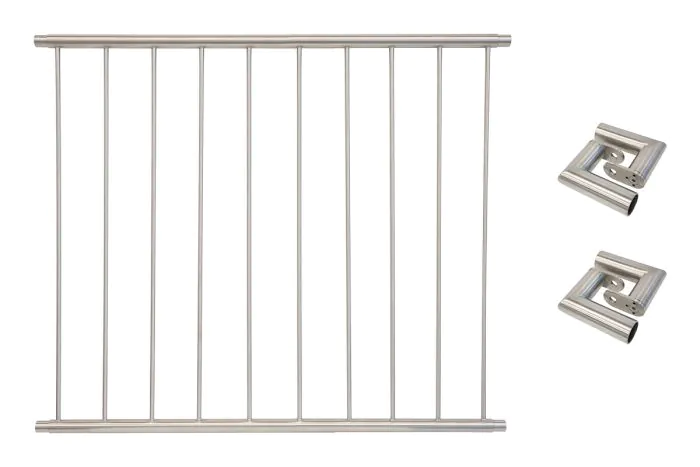 Fenstergitter Classic in Edelstahl, vormontiert - Breite: 134 - 146 cm, Höhe: 100 cm