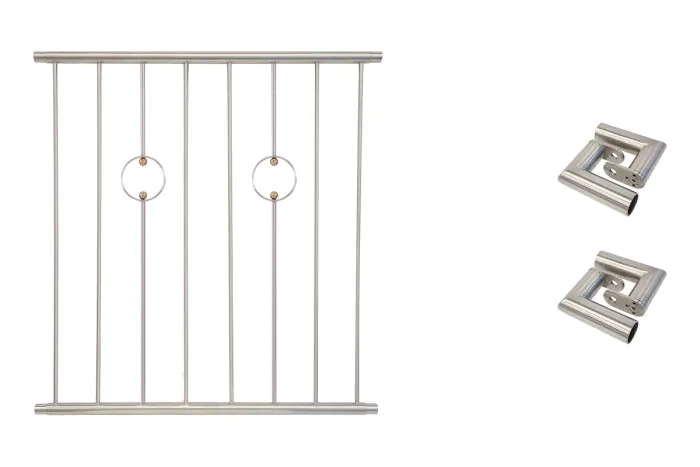 Fenstergitter Paris in Edelstahl, vormontiert - Breite: 96 - 108 cm, Höhe: 100 cm