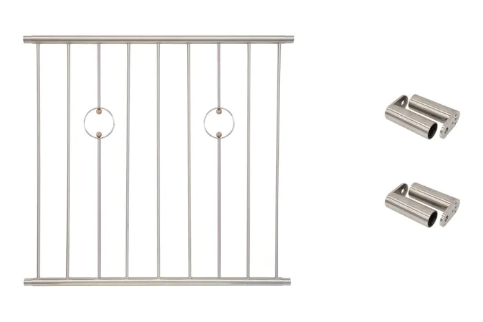 Fenstergitter Paris in Edelstahl, vormontiert - Breite: 108 - 120 cm, Höhe: 100 cm