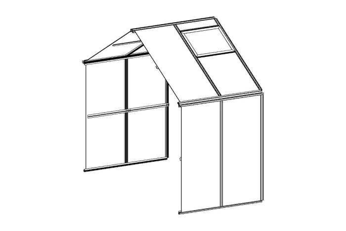 Erweiterungsset Gewächshaus Chili PRO  - Farbe: schwarz, Ausführung: Kunststoffglas 6 mm, Länge: 1440 mm, Breite: 2870 mm, Höhe: 2550 mm