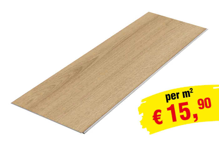 Laminatboden Clicksystem  - Modell: MONACO Eiche Dekor, Abmessung: 1292 x 193 x 7 mm