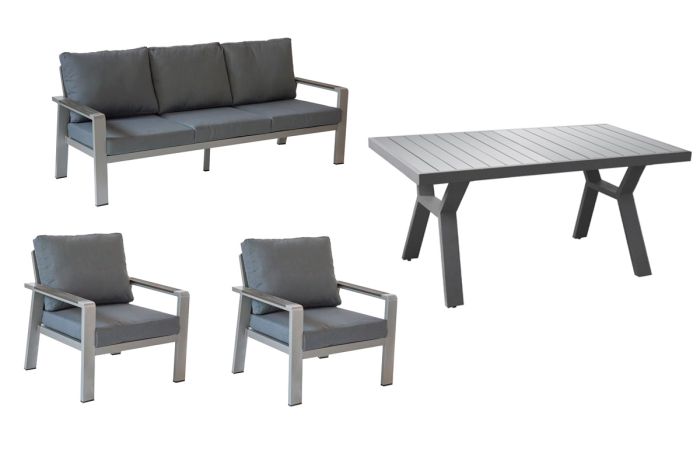 Gartenmöbelset Lissabon 4-teilig - Farbe: graualuminium