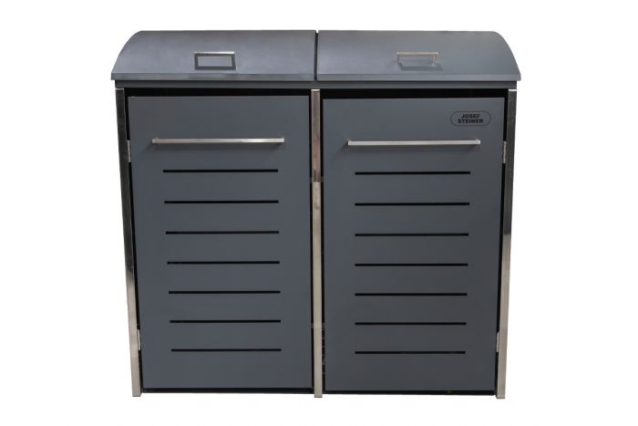 Mülltonnenbox 2-flügelig - Farbe: anthrazit, Breite: 137 cm, Höhe: 131 cm, Tiefe: 80 cm
