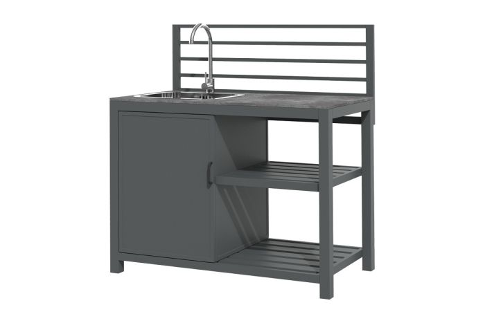 Outdoorküche aus Aluminium & Sinterstein Modul A Spüle - Breite: 1200 mm, Tiefe: 590 mm, Höhe: 1240 mm