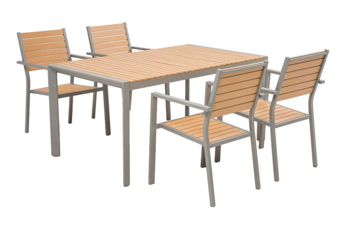 Gartengarnitur Atlanta 5-teilig - Aluminiumfarbe: graualuminium