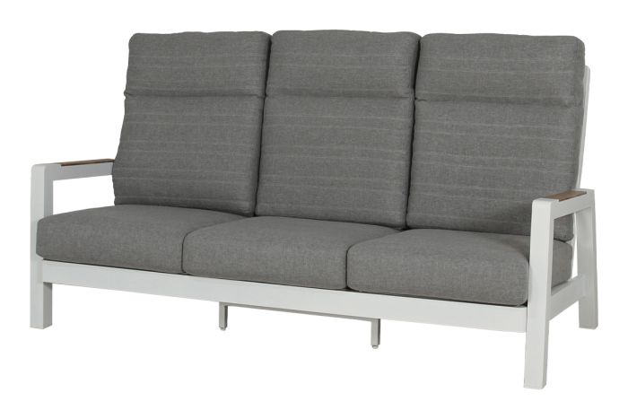 Sitzgarnitur Houston 3-Sitzer aus Aluminium - Aluminiumfarbe: weiß, Stofffarbe: dunkelgrau