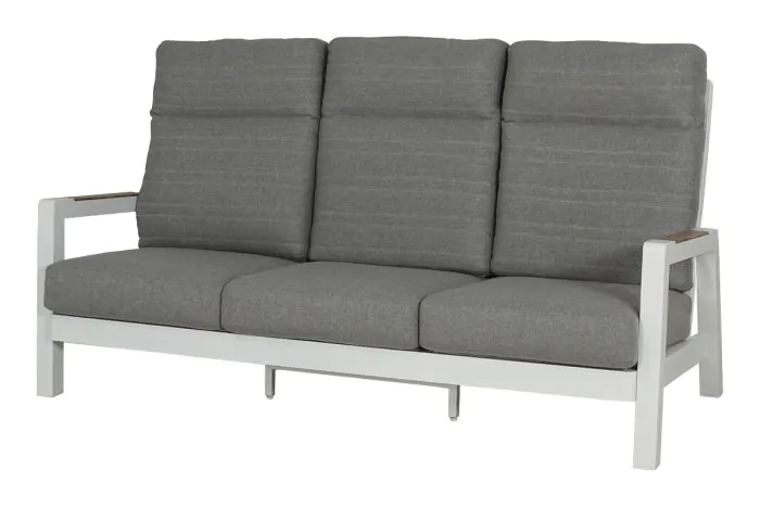 Sitzgarnitur Houston 3-Sitzer aus Aluminium - Aluminiumfarbe: weiß, Stofffarbe: dunkelgrau