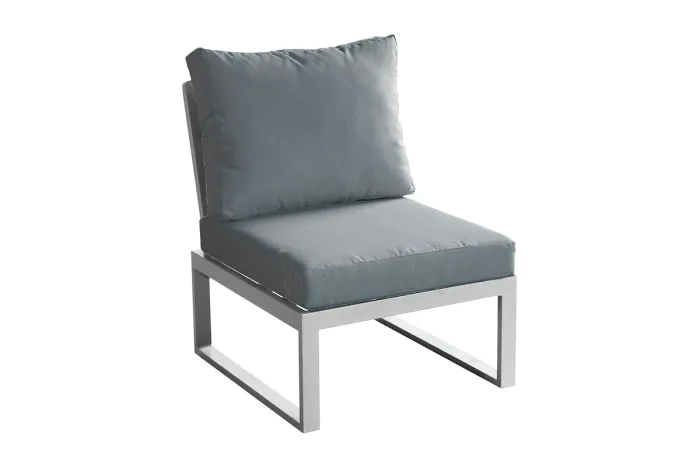 Loungeerweiterung Lissabon aus Aluminium - Aluminiumfarbe: graualuminium, Stofffarbe: dunkelgrau
