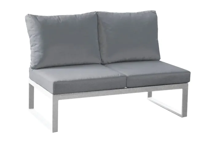 Loungeerweiterung 2 Sitzer Lissabon aus Aluminium - Aluminiumfarbe: graualuminium, Stofffarbe: dunkelgrau