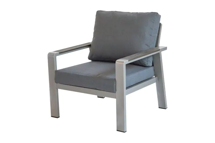 Loungesessel Lissabon aus Aluminium - Aluminiumfarbe: graualuminium, Stofffarbe: dunkelgrau