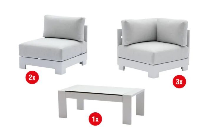 Loungemöbel London Set 6-teilig - Farbe: weiß