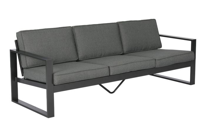 Gartensofa 3-Sitzer Madrid aus Aluminium - Farbe: anthrazit, Tiefe: 780 mm, Breite: 2250 mm, Höhe: 700 mm, Sitzhöhe: ca. 430 mm