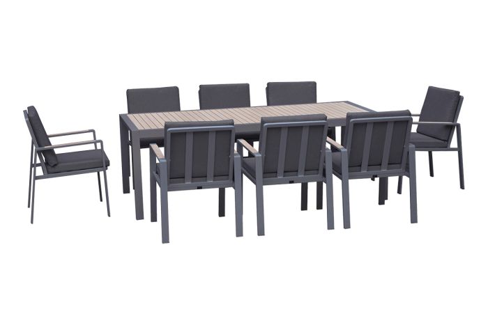 Essgruppe Nice Set – bestehend aus 8x Gartensessel, 1x Gartentisch