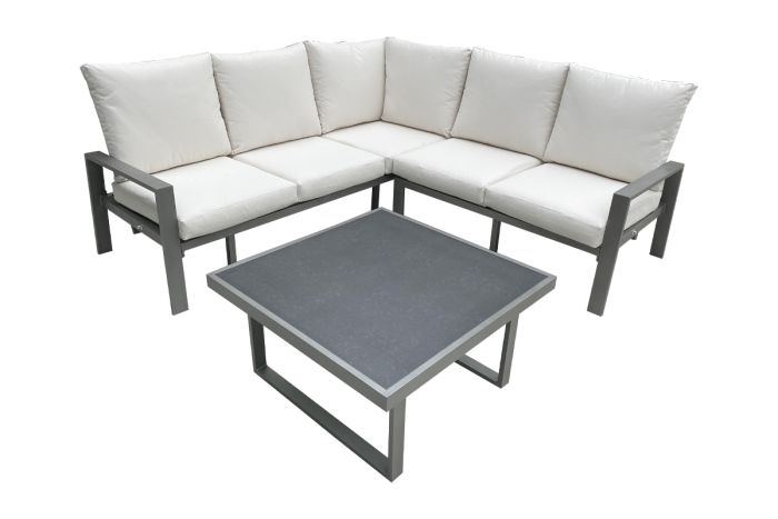 Sitzgruppe Pisa - 3-teilig aus Aluminium, Farbe: graualuminium 