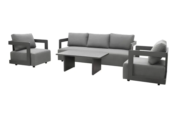 Sitzgruppe Porto - bestehend aus 2x Loungesessel, 1x Loungesofa, 1x Gartentisch, 3x Cover wasserdicht