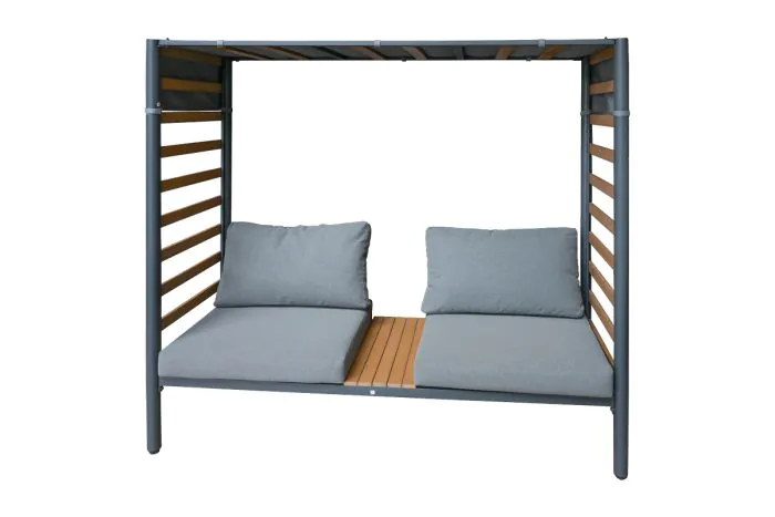 Sonnenbett Roma inkl. Stoffdach - Breite: 1680 mm, Tiefe: 710 mm, Höhe: 690 mm
