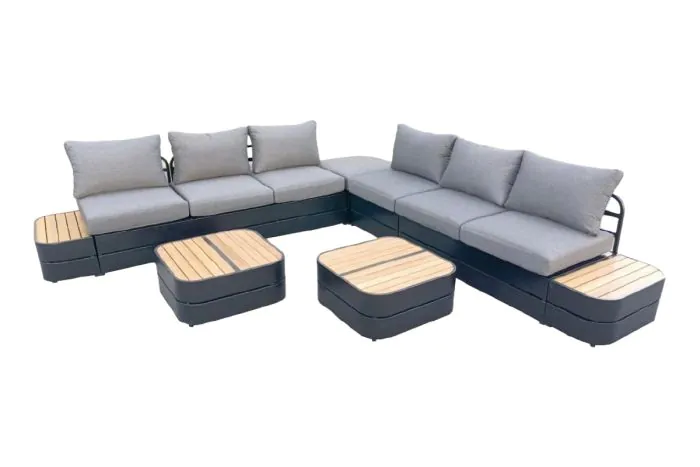 Sitzgruppe Valencia - bestehend aus 2x Loungesofa 2-Sitzer, 2x Loungesofa 1-Sitzer, 1x Loungesofa Eck, 2x Abstelltisch, 2x Kaffeetisch