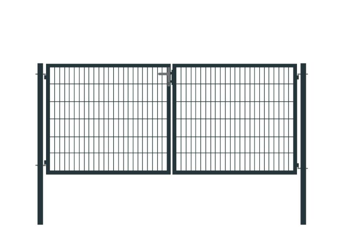 Rohrrahmentor Basic 2-flügelig - Ausführung: anthrazit beschichtet, Höhe: 123 cm, Durchgangslichte: ca. 283 cm