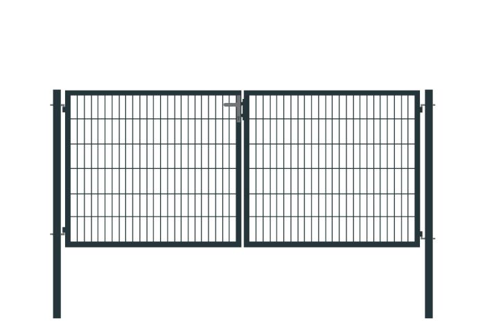 Rohrrahmentor Basic 2-flügelig - Ausführung: anthrazit beschichtet, Höhe: 123 cm, Durchgangslichte: ca. 283 cm