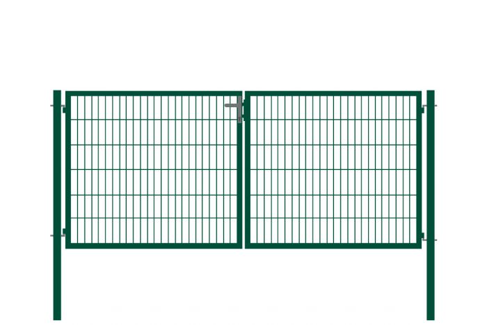 Rohrrahmentor Basic 2-flügelig - Ausführung: grün beschichtet, Höhe: 123 cm, Durchgangslichte: ca. 283 cm