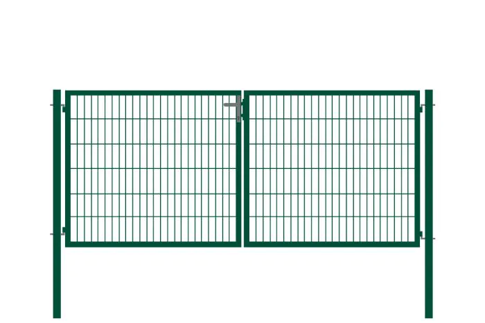 Rohrrahmentor Basic 2-flügelig - Ausführung: grün beschichtet, Höhe: 123 cm, Durchgangslichte: ca. 283 cm
