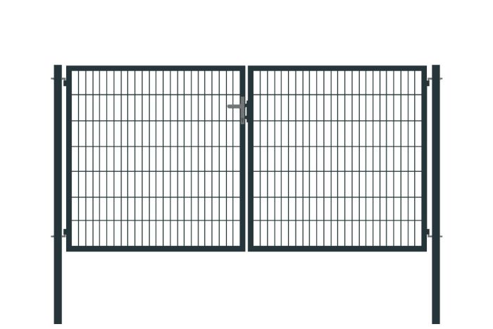 Rohrrahmentor Basic 2-flügelig - Ausführung: anthrazit beschichtet, Höhe: 143 cm, Durchgangslichte: ca. 283 cm